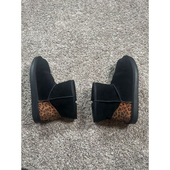 Koolaburra By UGG Koola Mini II Boots Black/Cheetah Print Zip Up Women's 4 Cozy - Picture 4 of 11